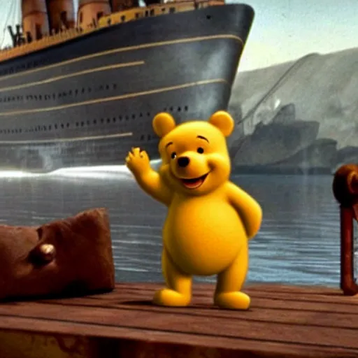 Prompt: winnie the poo in titanic