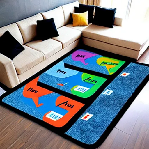 Image similar to a futuristic kids road map carpet rug