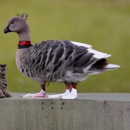 Prompt: photo of a cross between a cat and a goose