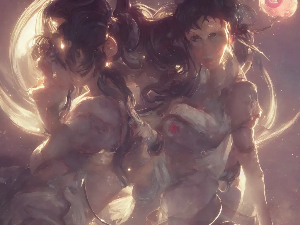 Prompt: Sailor Moon in Wallace and Gromet, cinematic lighting, battered, sci-fi, fantasy, intricate, elegant, highly detailed, digital painting, artstation, concept art, smooth, sharp focus, illustration, art by artgerm and greg rutkowski and alphonse mucha