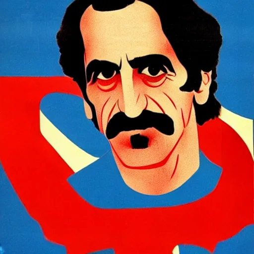 Prompt: frank zappa as a soviet propaganda poster