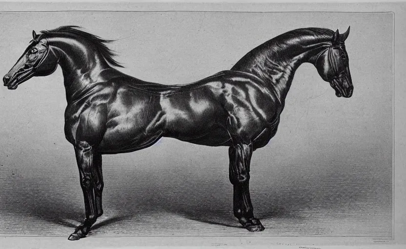 Prompt: horse with muscles, strong, flex, cool, 1 8 5 0 s