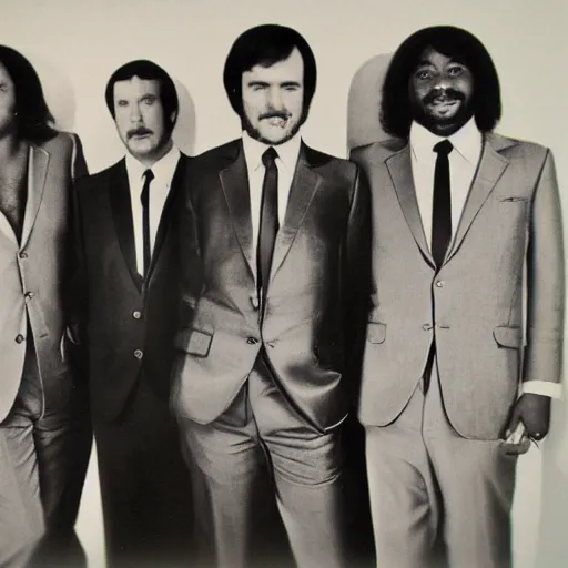 Image similar to 1 9 7 0 s jazz quartet promo photo, fine detailed, photorealistic, portrait