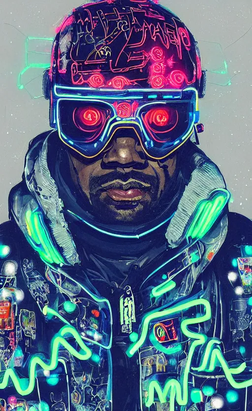 Prompt: detailed Method Man portrait Neon Operator, cyberpunk futuristic neon, reflective puffy coat, decorated with traditional Japanese ornaments by Ismail inceoglu dragan bibin hans thoma !dream detailed portrait Neon Operator Girl, cyberpunk futuristic neon, reflective puffy coat, decorated with traditional Japanese ornaments by Ismail inceoglu dragan bibin hans thoma greg rutkowski Alexandros Pyromallis Nekro Rene Maritte Illustrated, Perfect face, fine details, realistic shaded, fine-face, pretty face