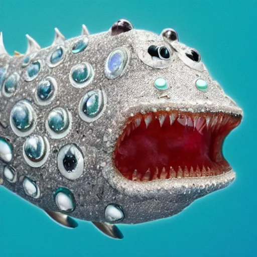 Prompt: A diamond encrusted angler fish with jeweled teeth n -9