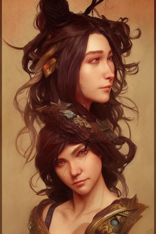 Image similar to portrait of the god of gaming, D&D, fantasy, highly detailed, digital painting, artstation, concept art, smooth, sharp focus, illustration, art by artgerm and greg rutkowski and alphonse mucha
