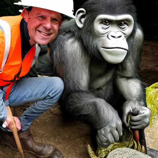 Image similar to pepe the miner with apes