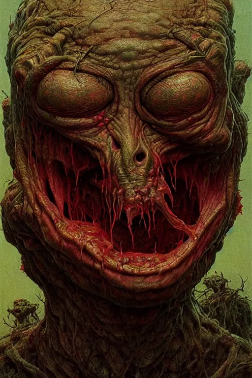 Image similar to perfectly - centered horror portrait - photograph of a brutal scary terrifying ugly monstrous alien goblin creature real life portrait by beksinski and jean delville, slimy pus oozing, unreal engine 5, photorealism, hd quality, 8 k resolution, cinema 4 d,