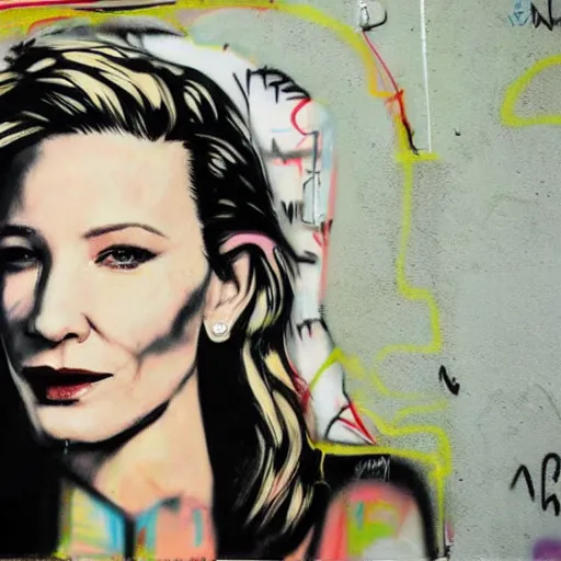 Image similar to grafitti of cate blanchett