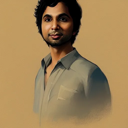 Image similar to “ portrait of kunal nayyar by greg rutkowski, young, attractive, highly detailed portrait, scifi, digital painting, artstation, concept art, smooth, sharp foccus ilustration, artstation hq ”