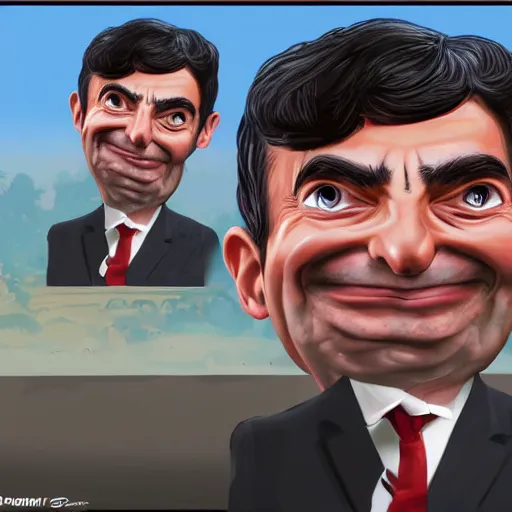 Prompt: painting of mr bean in the art style of gta 5, art by patrick brown