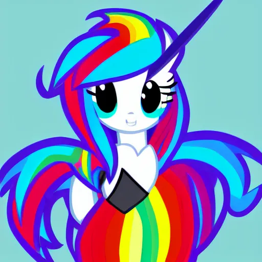 Prompt: Rainbow Dash in a Goth style
