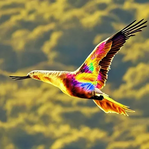 Image similar to Majestic Bird in flight multicolor Grace Beauty Power Gold Diamonds sun clouds trees iridescent