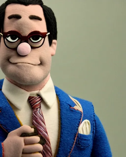 Image similar to david wallace as a muppet. highly detailed felt. hyper real photo. 4 k.