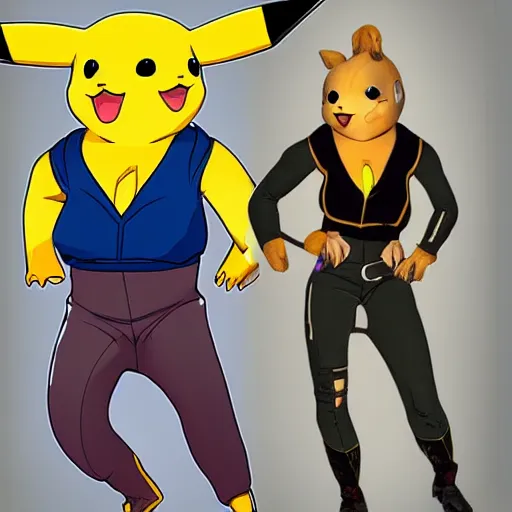 Prompt: jennifer lopez - pikachu hybrid, concept character art