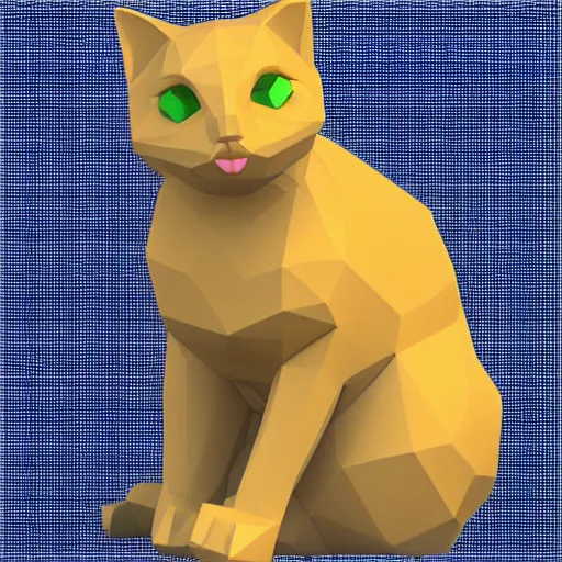 Prompt: cat, 3 d low resolution and low polygon simple digital computer art