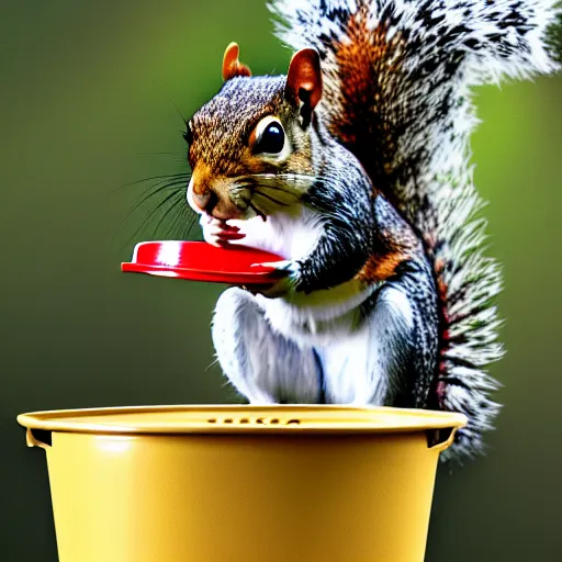 Prompt: a squirrel wearing a bucket hat. pixar