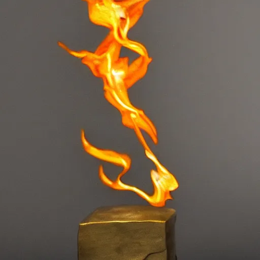 Image similar to tabletop abstract bronze sculpture of fire