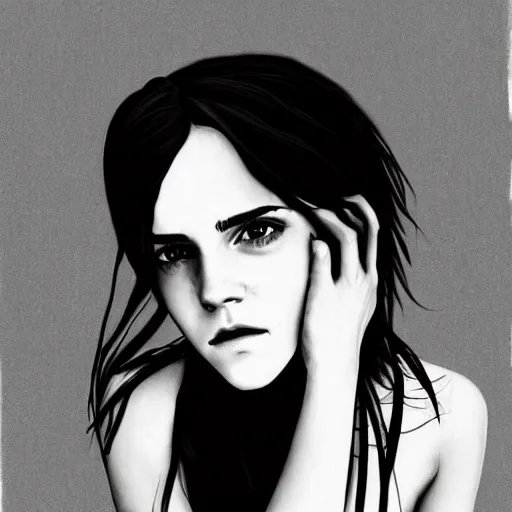 Image similar to emo emma watson, art by michael miller