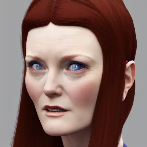 Prompt: juliane moore by Range Murata, Katsuhiro Otomo, Yoshitaka Amano, and Artgerm. 3D shadowing effect, 8K resolution