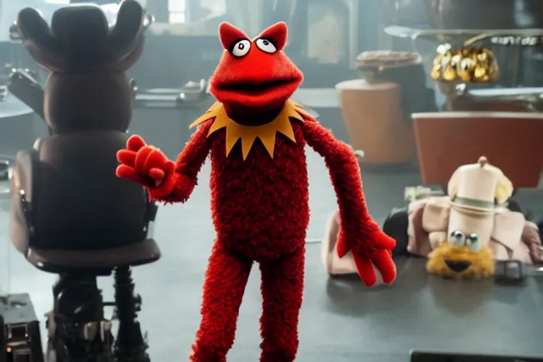 Image similar to film still of Animal from the Muppet Show as Tony Stark in Avengers Endgame, 8k,