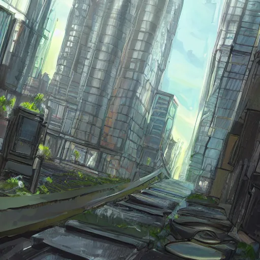 Image similar to city landscape concept art, gravity failing, ultra detailed