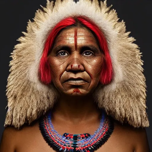 Prompt: a 3d portrait of an aboriginal woman, by Martin Schoeller