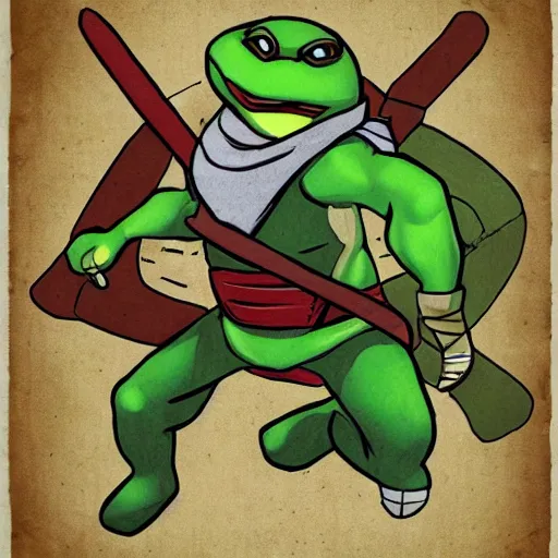 Image similar to a ninja turtle by michelangelo