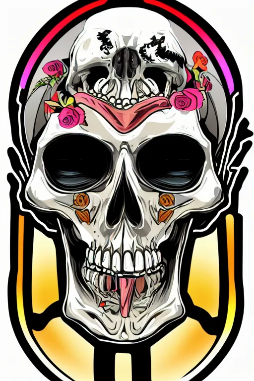 Image similar to A portrait of a skeleton that is a gangster, sticker, colorful, illustration, highly detailed, smooth and clean vector curves, no jagged lines, vector art, smooth