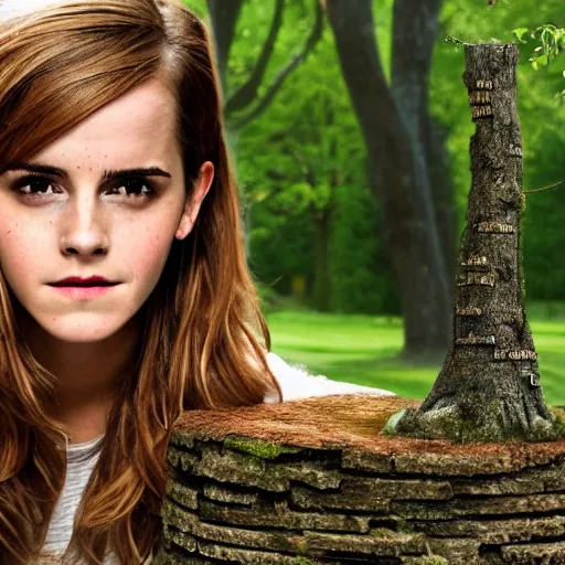 Image similar to emma watson but she's a tree stump