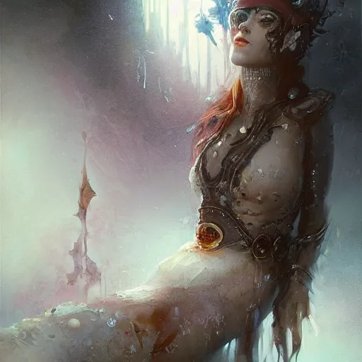 Image similar to !dream Thermalcore a demonic Frosty whilst wearing Crown Of Ice lawyer Jenny Frankino portrait portrait Face eyes Wearing Snickerdoodles on her Calves in July Intaglio Brushstrokes by tom bagshaw Anato Finnstark Ismail Inceoglu