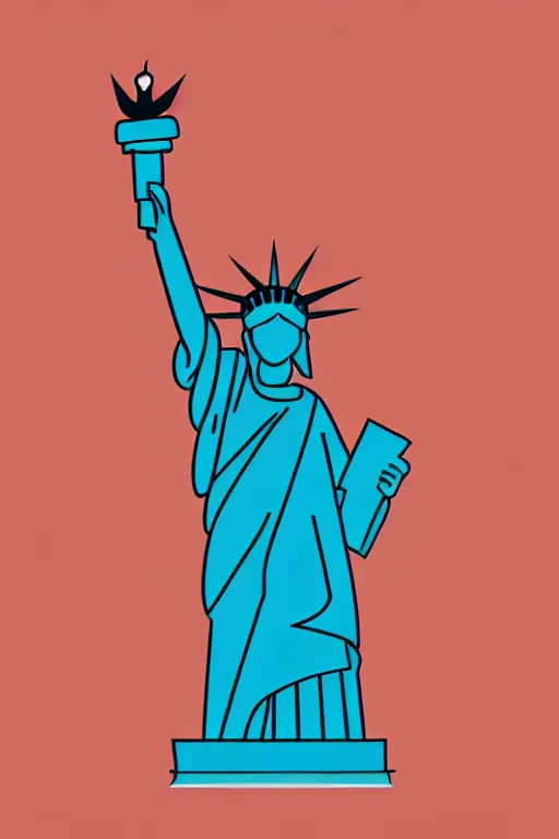 Image similar to minimalist boho style art of colorful statue of liberty, illustration, vector art