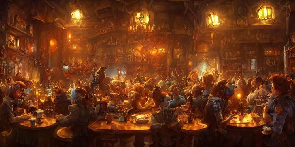 Image similar to busy tavern scene, Ultra realistic, intricate, mysterious, cinematic, Victorian, by Tony Sart and Anato Finnstark, 4k, 8k, illustration, concept art, photorealistic, award winning on Artstation, deviantart