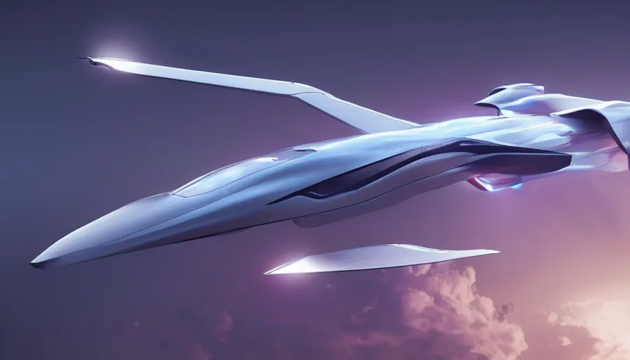 Image similar to a futuristic airplane designed by tesla by artgerm and greg rutkowski volumetric light, detailed, octane render, midsummer, studio lighting, raining, dramatic