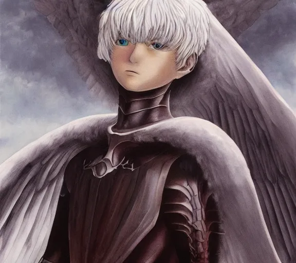 Image similar to Painting of griffith angel from berserk