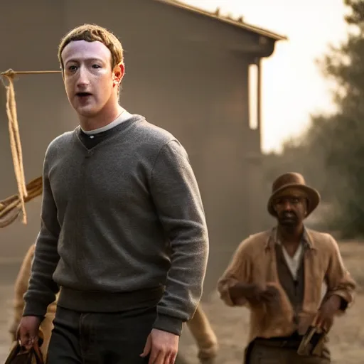 Image similar to Mark Zuckerberg as Calvin Candie in Django Unchained, EOS-1D, f/1.4, ISO 200, 1/160s, 8K, RAW, symmetrical balance, in-frame, Dolby Vision
