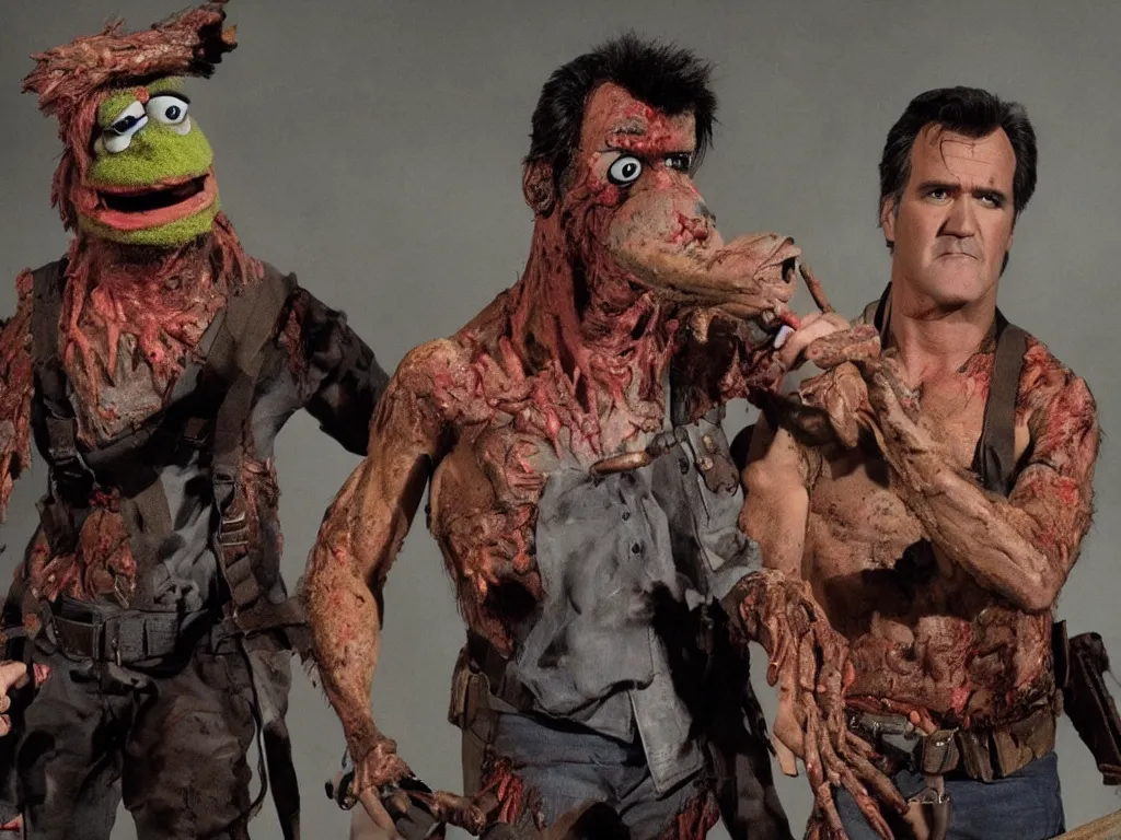 Image similar to Bruce Campbell as Ash in Evil Dead muppets