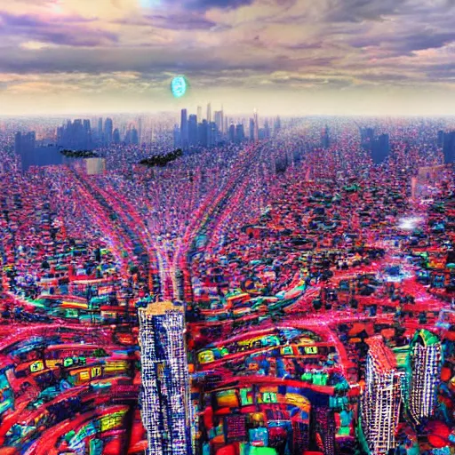 Image similar to psychedelic city,