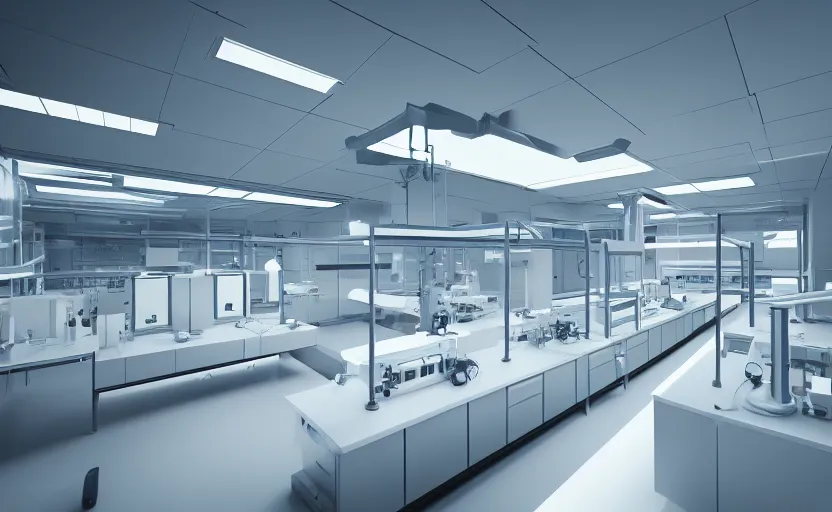 Prompt: highly detailed futuristic modern laboratory, 8 k render, natural light, sharp