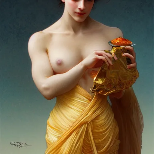 Image similar to nacho cheese, intricate, elegant, highly detailed, digital painting, artstation, concept art, smooth, sharp focus, illustration, art by artgerm and greg rutkowski and alphonse mucha and william - adolphe bouguereau