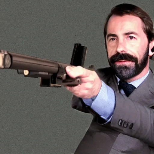 Prompt: santiago abascal with a gun