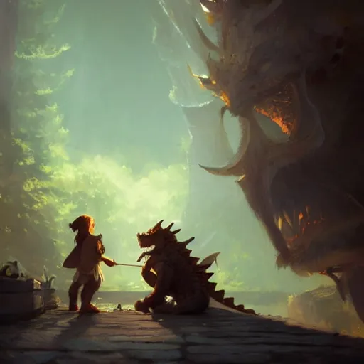 Image similar to a dwarf and a dragon drinking a beer | fantasy art | gapmoe kuudere moody lighting stunning bokeh highlights sharp contrast | trending pixiv fanbox | by greg rutkowski makoto shinkai takashi takeuchi studio ghibli