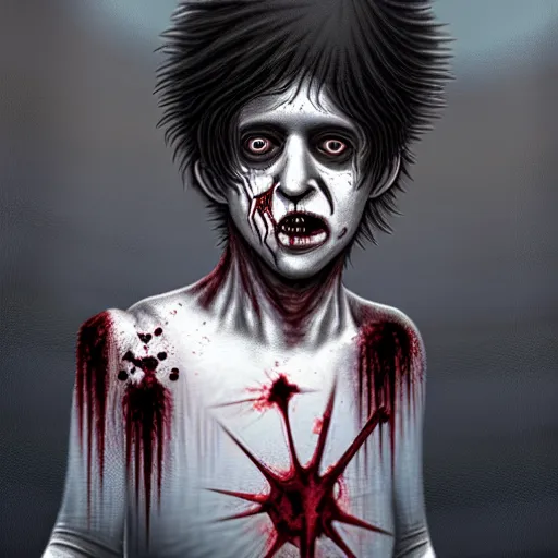 Prompt: young and innocent robert smith as a zombie looking cute and shy, 7 days to die zombie, fine art, award winning, intricate, elegant, sharp focus, cinematic lighting, highly detailed, digital painting, 8 k concept art, art by z. w. gu, art by brom, art by michael hussar, masterpiece, 8 k