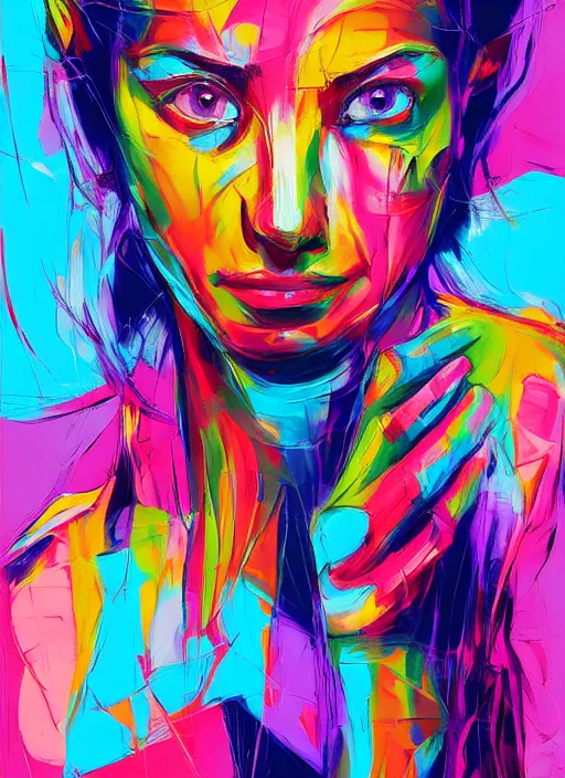 Image similar to portrait of a female model, vivid, intricate, highly detailed, smooth, digital illustration by francoise nielly