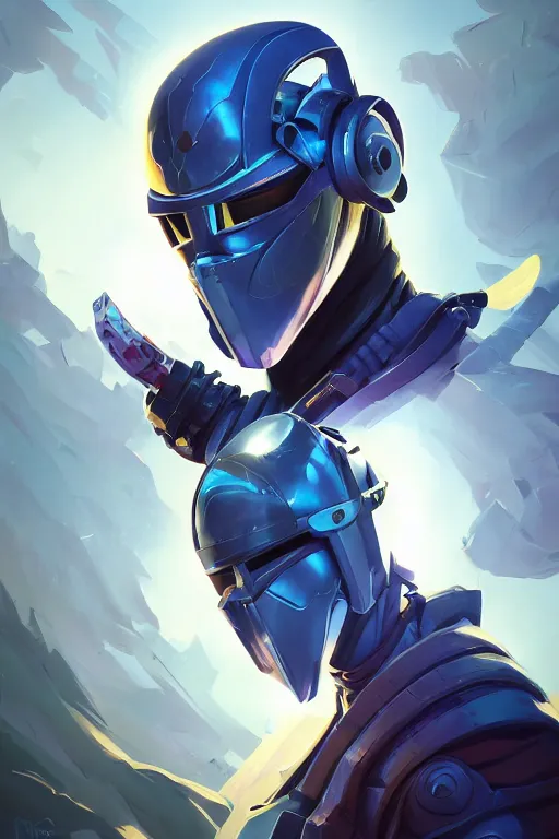 Image similar to epic mask helmet robot ninja portrait stylized as fornite style game design fanart by concept artist gervasio canda, behance hd by jesper ejsing, by rhads, makoto shinkai and lois van baarle, ilya kuvshinov, rossdraws global illumination radiating a glowing aura global illumination ray tracing hdr render in unreal engine 5