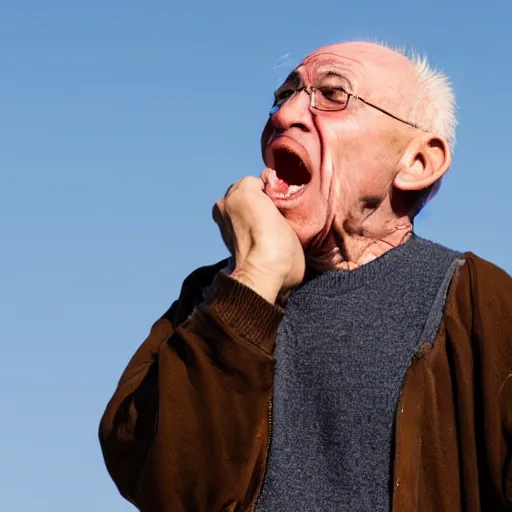 Prompt: an old man yelling at a cloud
