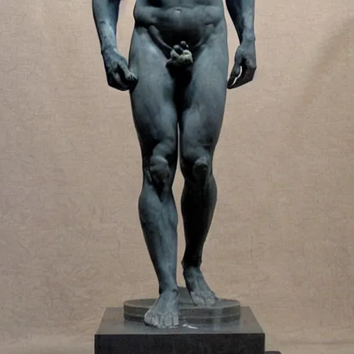Prompt: Michael C. Hall marble statue sculpted by Michaelangelo, marble, by Michelangelo, statue, sculpture, human physique study, athletic, Renaissance, human form