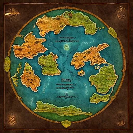 Image similar to a fantasy world map, digital art