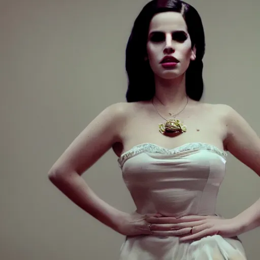 Image similar to lana del rey cosplaying as lana del rey, full body, highly detailed, film still, 8 k