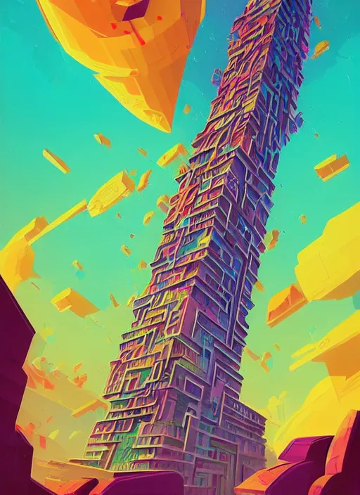 Prompt: Super tower, vibrant surrealism art by Petros Afshar